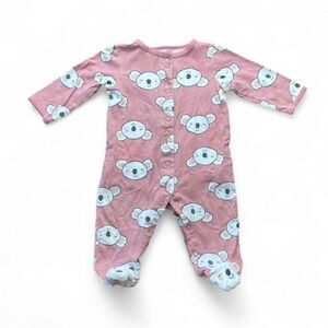 Adorable Pink Koala Print Kids One Piece Size 6 Months